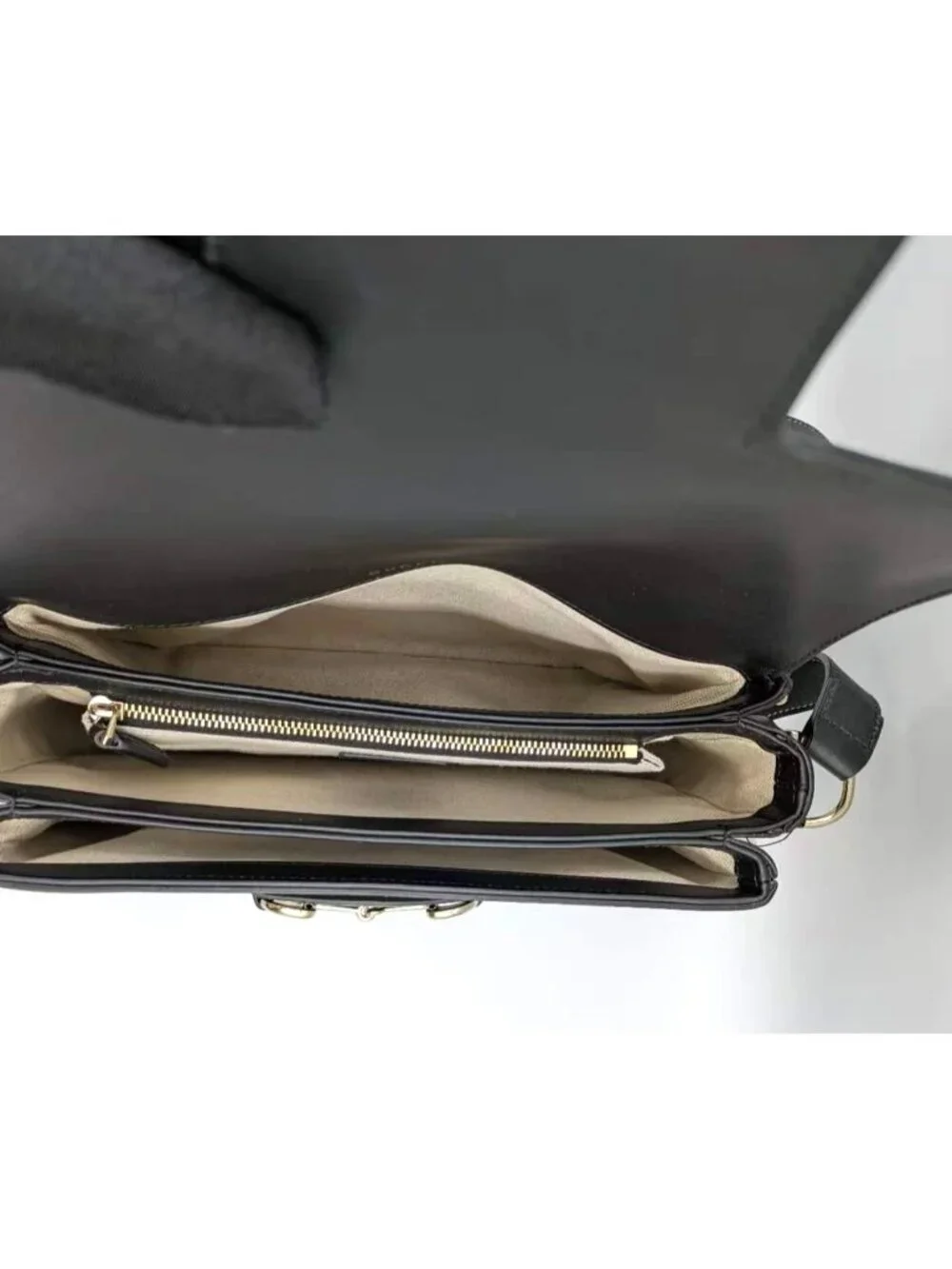 Gucci GG Supreme Monogram Canvas Horsebit 1955 Medium Flap Bag Beige Black Ebony - Picture 7 of 15